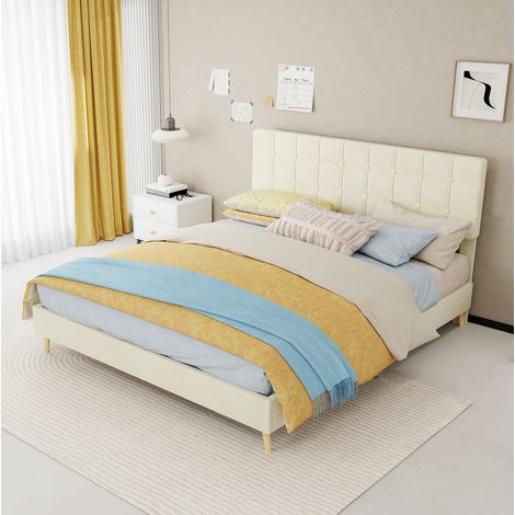letto matrimoniale 160x200 testiera trapuntata beige HAVRYA (1/5)