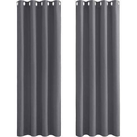 Rideau Occultant - Rideaux Anti Froid Gris Paire Tenture Opaque à Oeillets Isolation Thermique/Lumiere Decoration pour Chambre Maison Salon, 140 x 240 cm, 2 Pièces