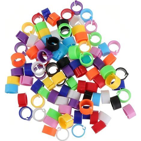100 Vogelidentifizierungsringe, 8 mm, strapazierfähiger Kunststoff, zufällige Farbe, für Hühner und Tauben (1/5)