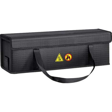 Sac batterie ignifuge étanche Lipo sac recharge sécurisé étui rangement avec port latéral velcro invisible et sangle fixation pour transport voyage 41x12x13cm