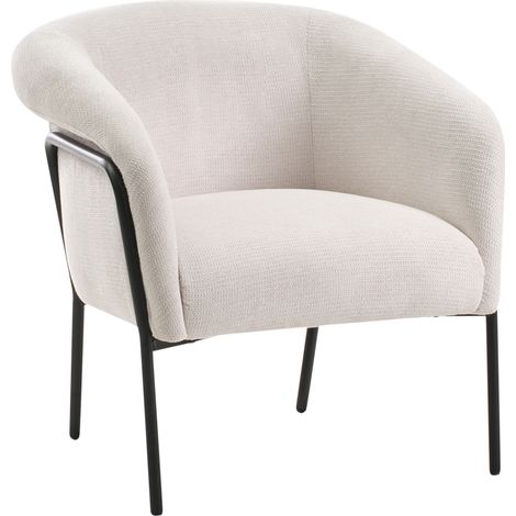 Sillón auxiliar tapizado con estructura metálica asiento moderno beige claro Krossen