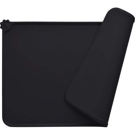 Tapis d'alimentation en silicone compatible normes FDA, antidérapant imperméable pour animaux 47×30cm couleur noire (1/5)