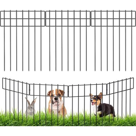 Clôture de barrière pour 3 animaux - Clôture décorative de jardin Bordure de panneau de fil antirouille pour chien Lapins Défense de piquets au sol (1/5)