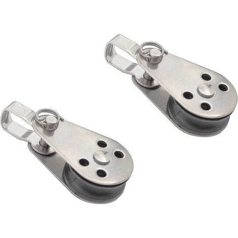Lot de 2 poulies à roulement en acier inoxydable pour voilier, yacht, mât de drapeau