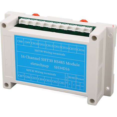 Sonde de température et d'humidité 16 canaux RS485, module d'acquisition de données, carte de contrôle pour capteurs, alimentation DC 8-30V, régulation environnementale. (1/5)