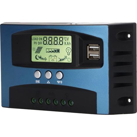 Régulateur de Charge Solaire MPPT 20A 12V/24V Auto, Écran LCD et Double Port USB (1/5)