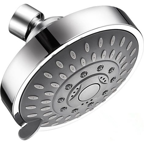 Douche Plafonnier Ajustable 4 Pouces 5 Modes - Tête de Douche Haute Pression avec Réducteur de Débit Détachable - Montage Mural G1/2 - ABS et Laiton - Chrome - 1 Pièce (1/5)