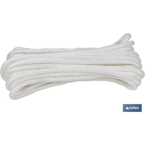Grand rouleau de cordon polyester renforcé 5 mm 200 m blanc
