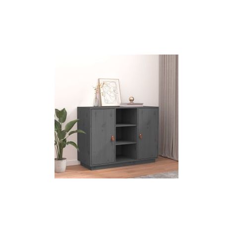 Buffet Gris 100x40x75 Bois massif de pin (1/5)