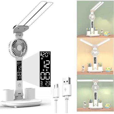 Lampe de bureau LED - Non spécifié - Double Tête - 3200mAh - Pliable - Avec Ventilateur (1/4)