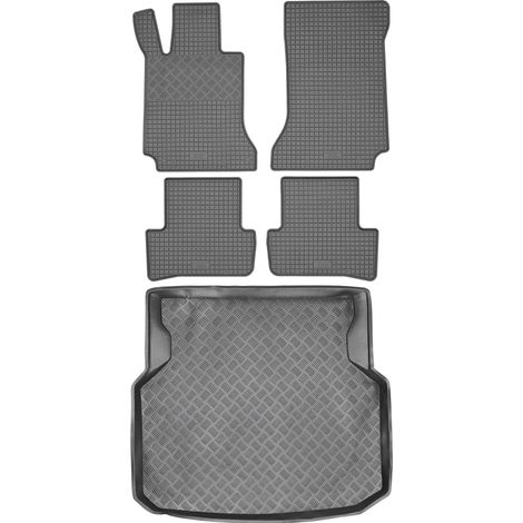 Juego de alfombrillas de goma para coche y maletero para Mercedes Clase C W204 Familiar/Sedán (2007-2014).