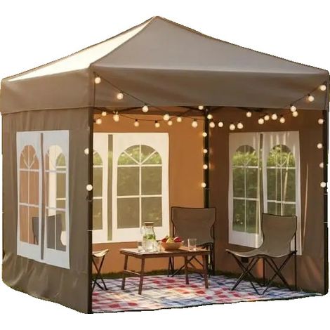 Carpa para fiestas, tela Oxford, resistente al agua, color topo. (1/2)