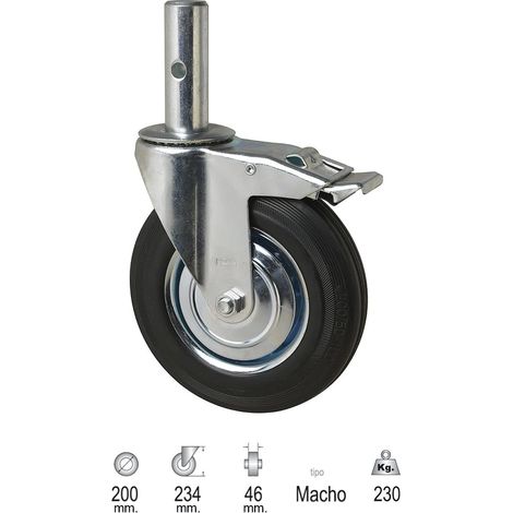 Rueda Industrial Andamio (Macho) 200 mm. (1/5)