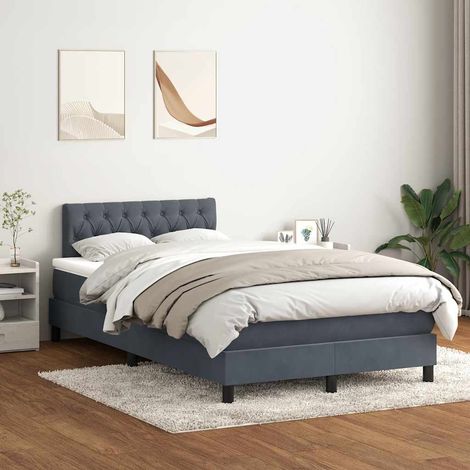 Boxspringbett mit Matratze Dunkelgrau 120x220 cm Samt