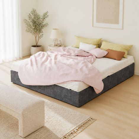 MEUBLIV Bettgestell 160x200 cm grau – Stoffrahmen mit Gasdruckfedern, ohne Matratze (1/5)