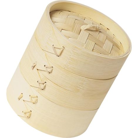 Panier vapeur à riz à double couche avec couvercle - Panier vapeur traditionnel pour raviolis, pour le camping en plein air (1/5)