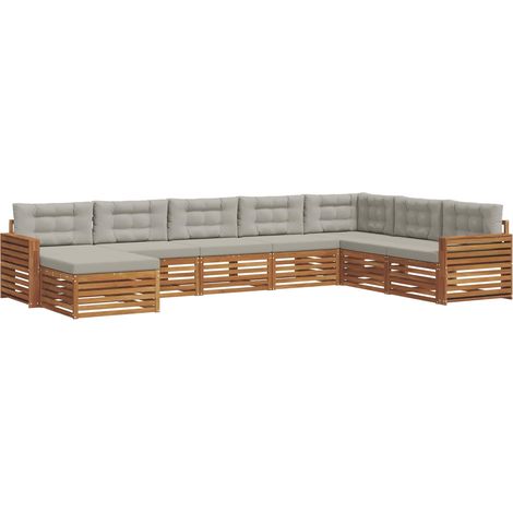 Conjunto de sofás de exterior 8 uds. Gris Natural y Claro vidaXL (1/5)