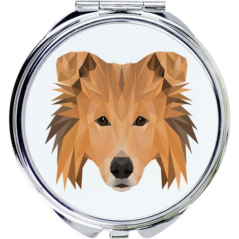 Collie a pelo lungo - specchio con foto e iscrizione geometrica di Art-Dog (1/3)