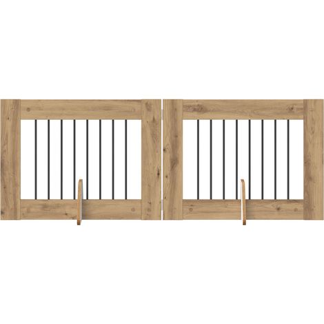 Puerta para perros plegable con soportes 2 pcs Roble artisan vidaXL