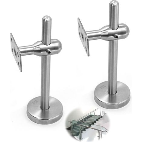 Support de Main Courante, Pièces Réglable Acier Inoxydable Supports Muraux Pour Couloirs, en Acier Inoxydable Poli Pour Montage Mural Socle de Main Courante, Rampe Escalier, Appui ou Balustrade (1/5)