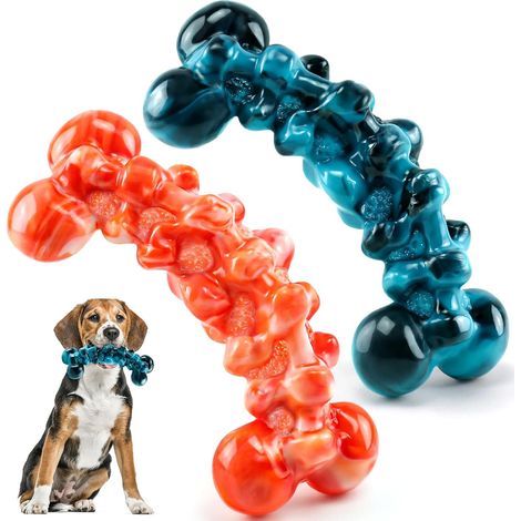 Giocattoli da masticare per cani - Set da 2 - Giocattoli da masticare indistruttibili che puliscono i denti e intrattengono il tuo cane, adatti a cani di taglia media e grande. (1/3)