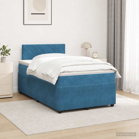 vidaXL Cama box spring con colchón Azul 120 x 200 cm Terciopelo (1/5)