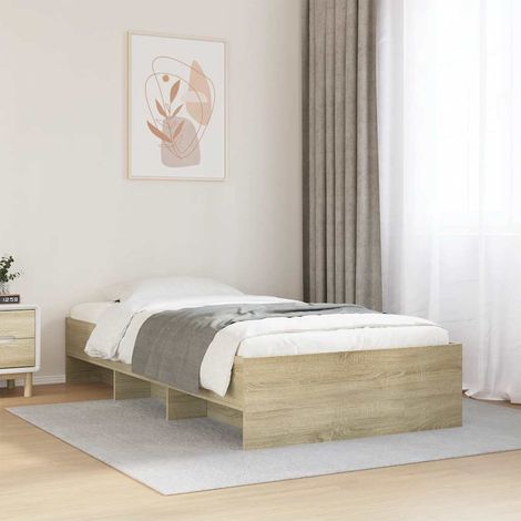 Cadre de lit avec rangement 90 x 200 cm en bois d’ingénierie chêne sonoma, sans matelas - PANGIVO (1/5)
