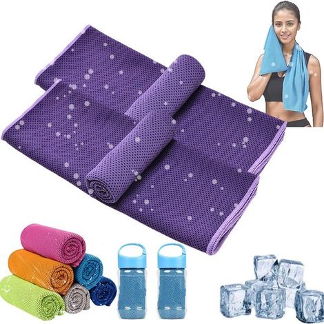 Asciugamani rinfrescanti, asciugamani ghiacciati, asciugamani sportivi rinfrescanti morbidi e traspiranti per collo e viso, sciarpe da allenamento rinfrescanti e ad asciugatura rapida (viola 2) (1/5)