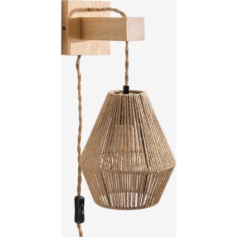 Applique murale Kunis en corde – Design naturel – 58 cm x 20 cm x 25 cm – Culot E-27 – Éclairage cosy pour salon et entrée (1/5)