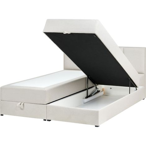 Divan Bed with Storage Fabric BARONET 160 x 200 cm (EU King Size) Off-White