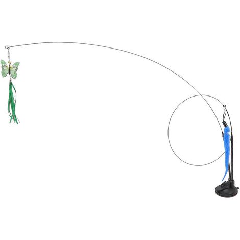 Baguette à ventouse en forme de plume pour chat, double extrémité amovible, fil d'acier, jouet interactif pour chats d'intérieur, pour les espèces Green Scalewing et Blue Catpillar. (1/5)