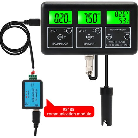 7-in-1 Wassertester – Multifunktions-Messgerät (TDS/EC/PH/CF/ORP) – Abnehmbare Elektrode und RS485-Modul für Schwimmbäder, Aquarien und Trinkwasser (1/4)