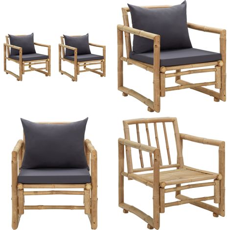 Chaises de jardin avec coussins lot de 2 Bambou - Chaise De Jardin - Fauteuil De Jardin - Mobilier De Jardin - Bamboo Furniture - Chaise Extérieure - Home & Living (1/5)