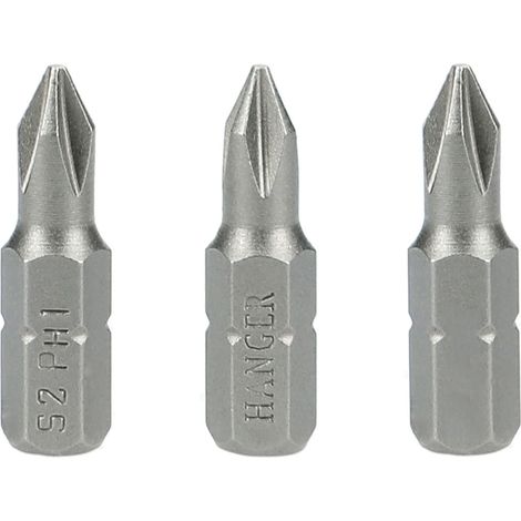 CARTE DE 3 EMBOUTS CRUCIFORMES PH1 LONGUEUR 25 MM - HANGER - 133011 (1/3)