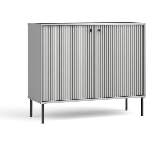 AX LIVING Kommode Grau Irelis 105 cm Schwarz Griffe Modern