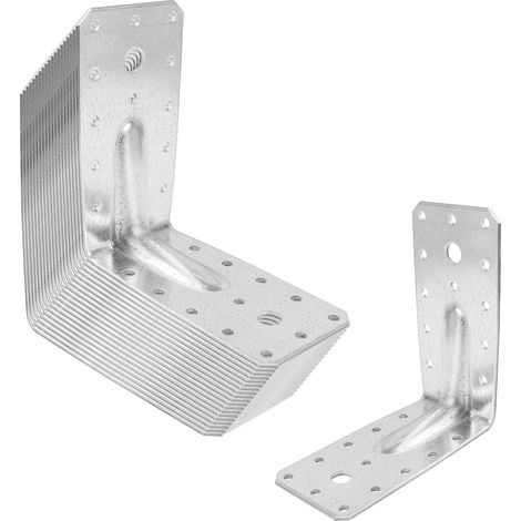 SOTECH 20er Set Bauwinkel Winkelverbinder 90° Materialstärke 2,5 mm Schwerlastwinkel aus feuerverzinkter Stahl Eckwinkel Stahlwinkel mit Sicke (Verstärkung) 120 × 120 × 60 mm