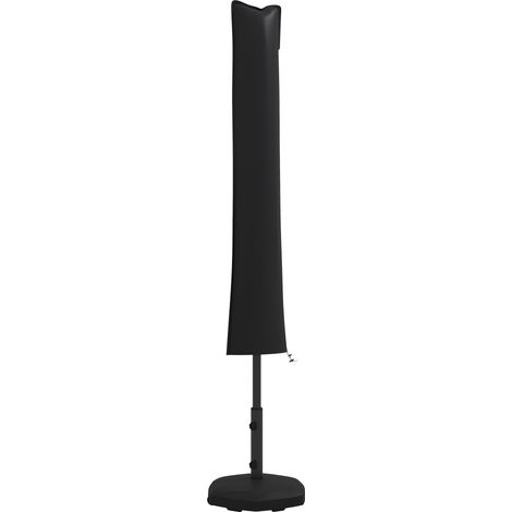 Housse imperméable parasol droit avec fermeture éclair et cordon de serrage Noir (1/5)