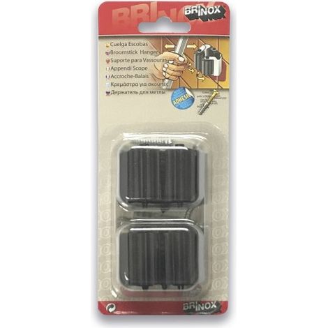 CUELGA-ESCOBAS CON RODILLOSADHESIVO Y TORNILLOS NEGRO - BRINOX