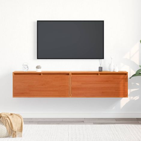 Wandschrank mit Regal mit Tür 2 pcs Wachsbraun 80 x 30 x 35 cm