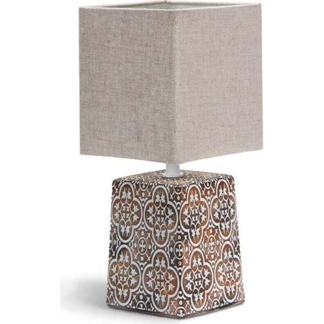 Lampe de table en céramique E14 lampe de table lampe vintage pour table de chevet table d'appoint lampe de chevet abat-jour en tissu rétro drôle (1/4)