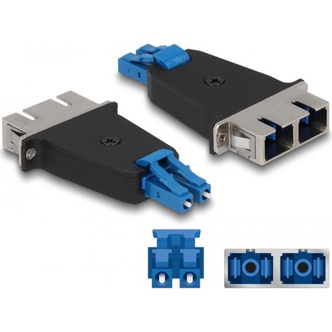 Adaptador hÃ­brido de fibra LC Duplex macho a SC Duplex hembra azul