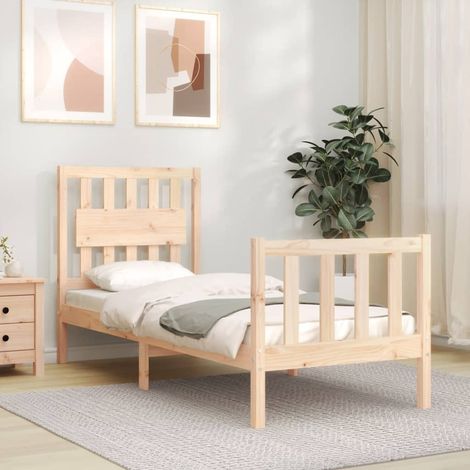 Bed Frame without Mattress Small Single Solid Wood Pine vidaXL (1/5)