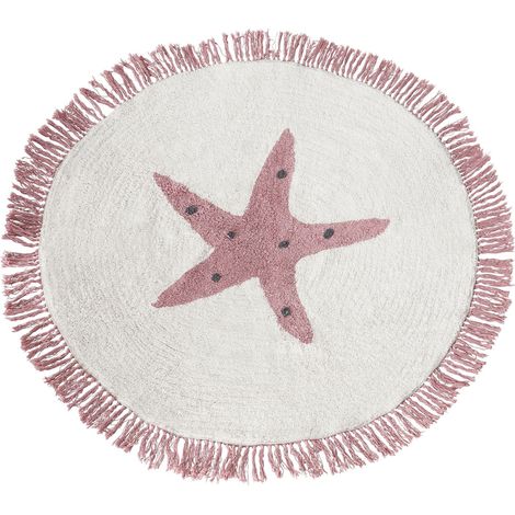 Kinderteppich STARS Cremeweiß ø 120 cm Baumwolle (1/5)