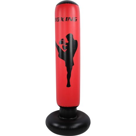 Sac de Frappe Gonflable, 170 cm Sac de Boxe sur Pied Colonne de Frappe Gonflable en PVC pour Pratique Karaté Taekwondo MMA Muay Thai Kickboxing (1/5)