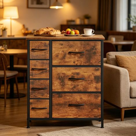 Meuble indépendant vintage en bois massif, buffet de rangement rustique pour salon ou salle à manger – style rétro chic (1/4)