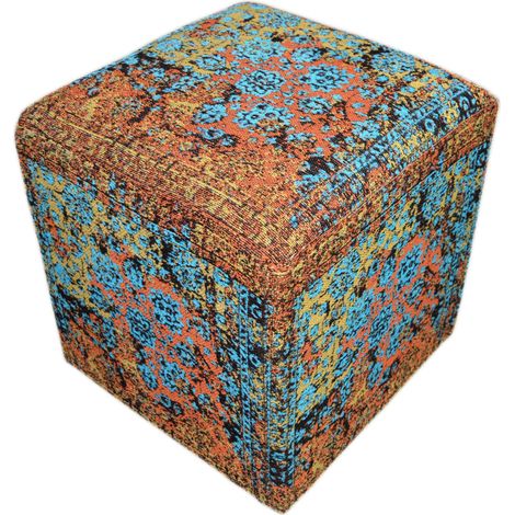 Pouf Solitaire Multicolore in Cotone Fatto a Mano