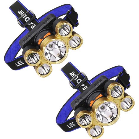 Lampe Frontale,Lampe Frontale Rechargeable à LED,Lampe De Travail étanche,Lampe Mineur pour Casque Sécurité Monté sur La Tête pour La Course,La Randonnée,Le Camping Et La Pêche(2PCS) (1/5)
