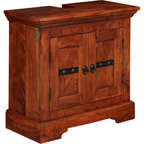 Meuble lavabo 66x30 Acacia laqué Nougat OXFORD 1007 (1/4)