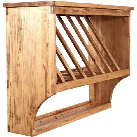 Étagère Murale en Bois 80,5 x 28 x 60,5 cm Étagère Murale de Cuisine Finition Naturelle Étagère Murale (1/3)