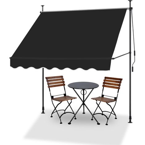 Garden Awnings 200x120cm Manual Adjustable Awning DIY Patio Garden Awning Sun Shade Shelter Canopy with Hand Crank for Patio Garden Balck (1/5)